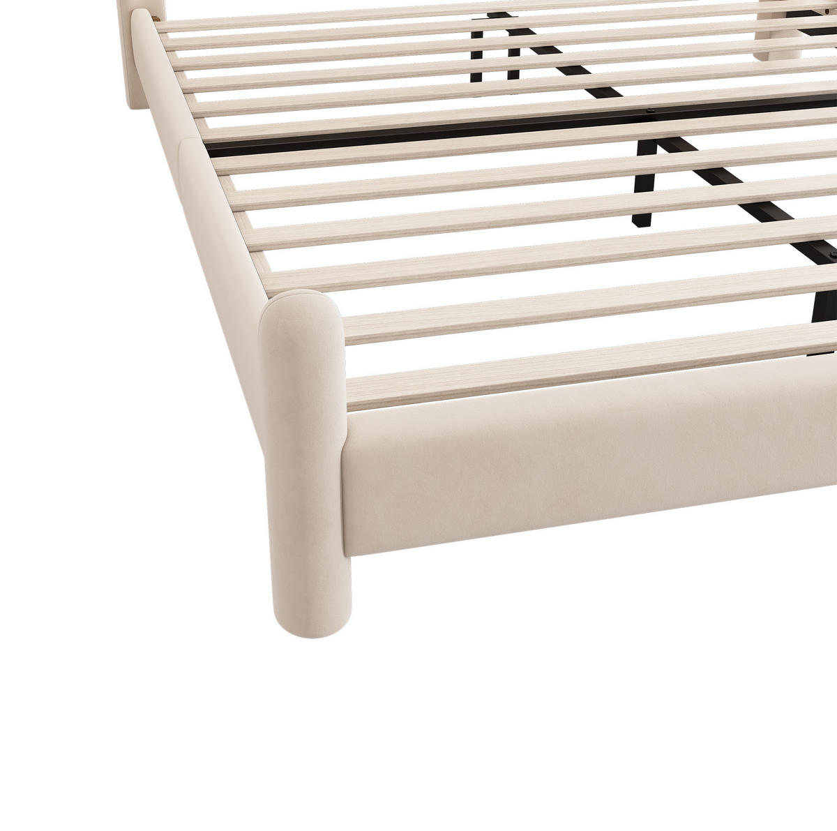 POLSTERBETT aus Samt 180x200 cm in Beige mit Lattenrost - Beige, Textil (180/200cm) - Modfu