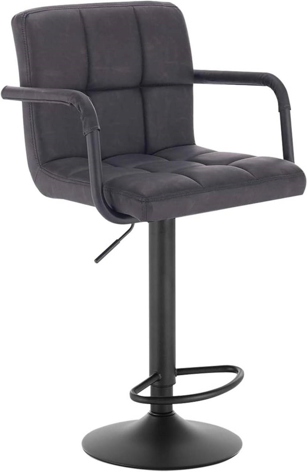 BARHOCKER drehbar, Antiklederoptik, Anthrazit - Anthrazit/Schwarz, Textil/Metall (51/90/37cm) - Woltu