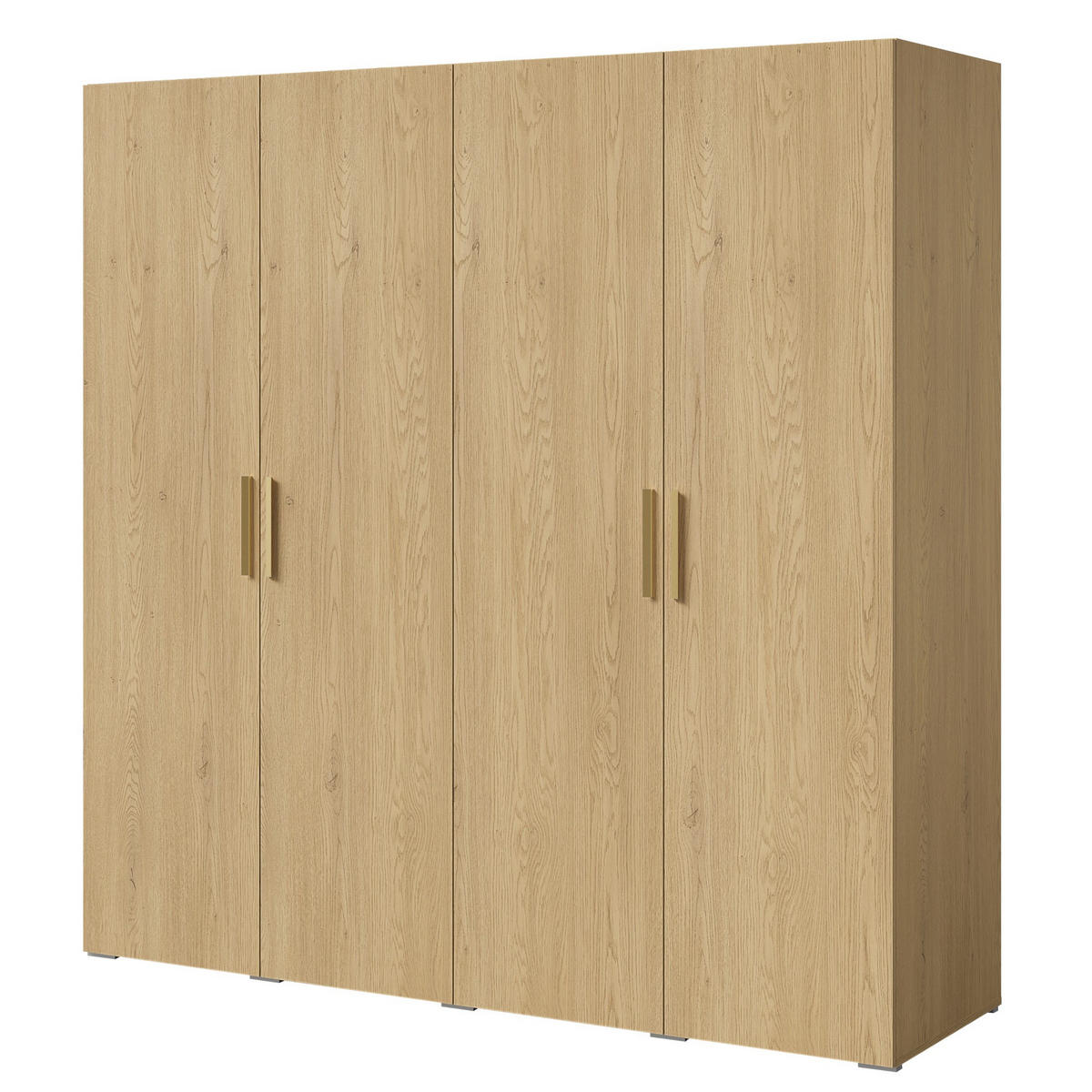 DREHTÜRENSCHRANK Napoli 4D 200 Eiche Cremona (schwarzer oder goldener Griff) - Eichefarben/Silberfarben, Holzwerkstoff/Kunststoff (200/35/60cm) - mzm24