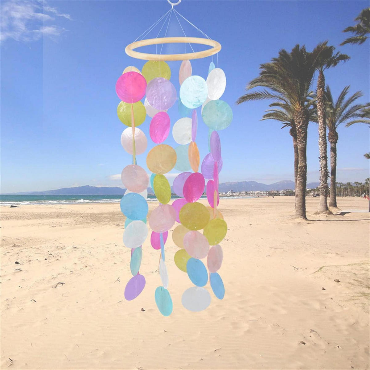 WINDSPIEL Traumfänger Muscheln Perlmutt Boho Deko Handgefertigt - Multicolor, Naturmaterialien (52/15/1cm)
