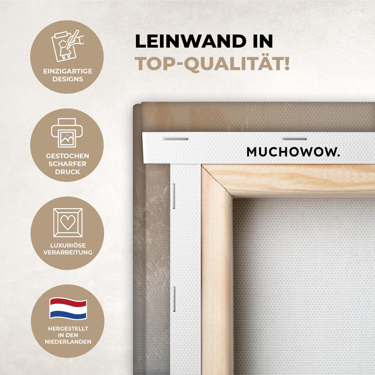 LEINWANDBILD Gemälde - Welle - Jesus - Abstrakt Deko Groß 90x90 cm - Goldfarben, Textil (90/90cm) - MuchoWow