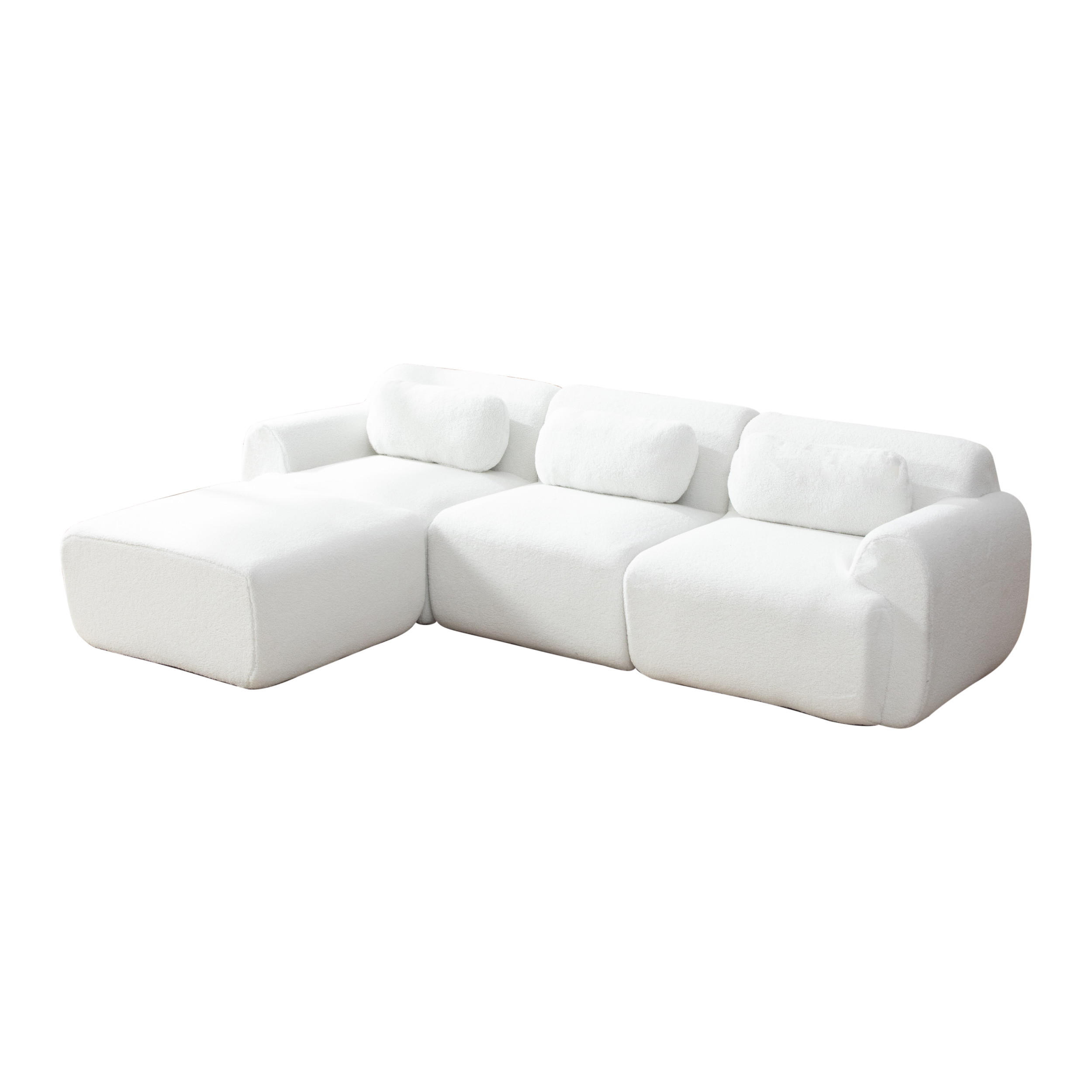 ECKSOFA Chenille Elfenbein ohne Montage - Beige, Textil (271/177cm) - WISHDOR