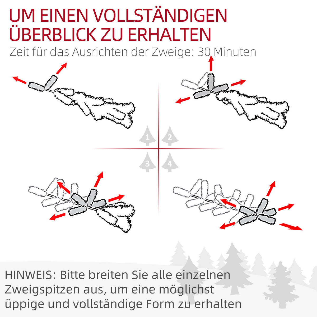 KÜNSTLICHER Weihnachtsbaum, 210 cm Christbaum mit 687 Spitzen für Weihnachten - Grün, Kunststoff/Metall (210cm) - HOMCOM