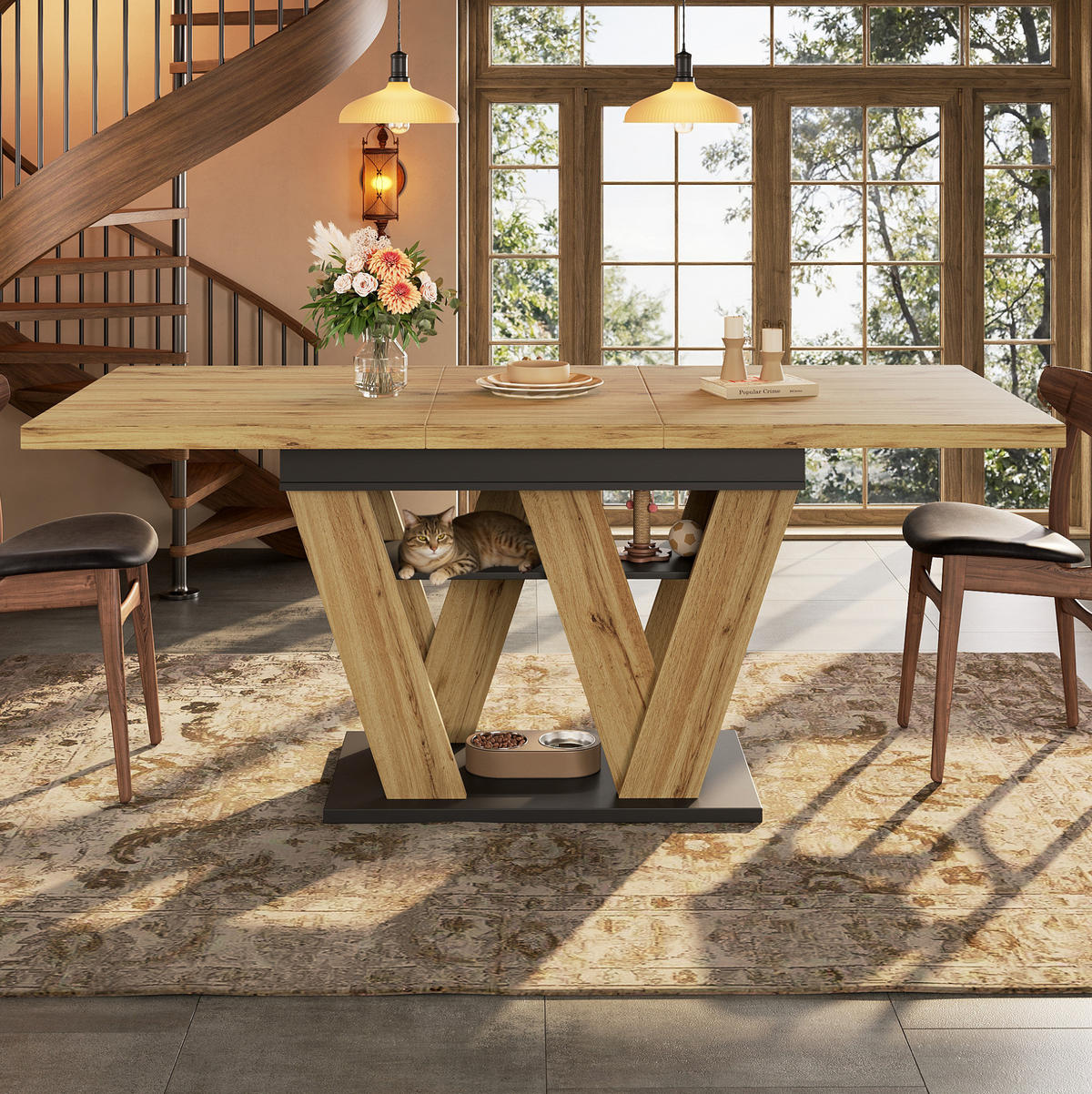 AUSZIEH-ESSTISCH aus MDF mit Ablagefach, 119-158,5/80/75 cm, Natur - Naturfarben, Holzwerkstoff (119/80/75cm) - Redom