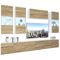 WOHNZIMMERWAND Schrankwand mit LED Sonoma Eiche - Beige, Holz (300/180/36cm) - B BELINI GROUP