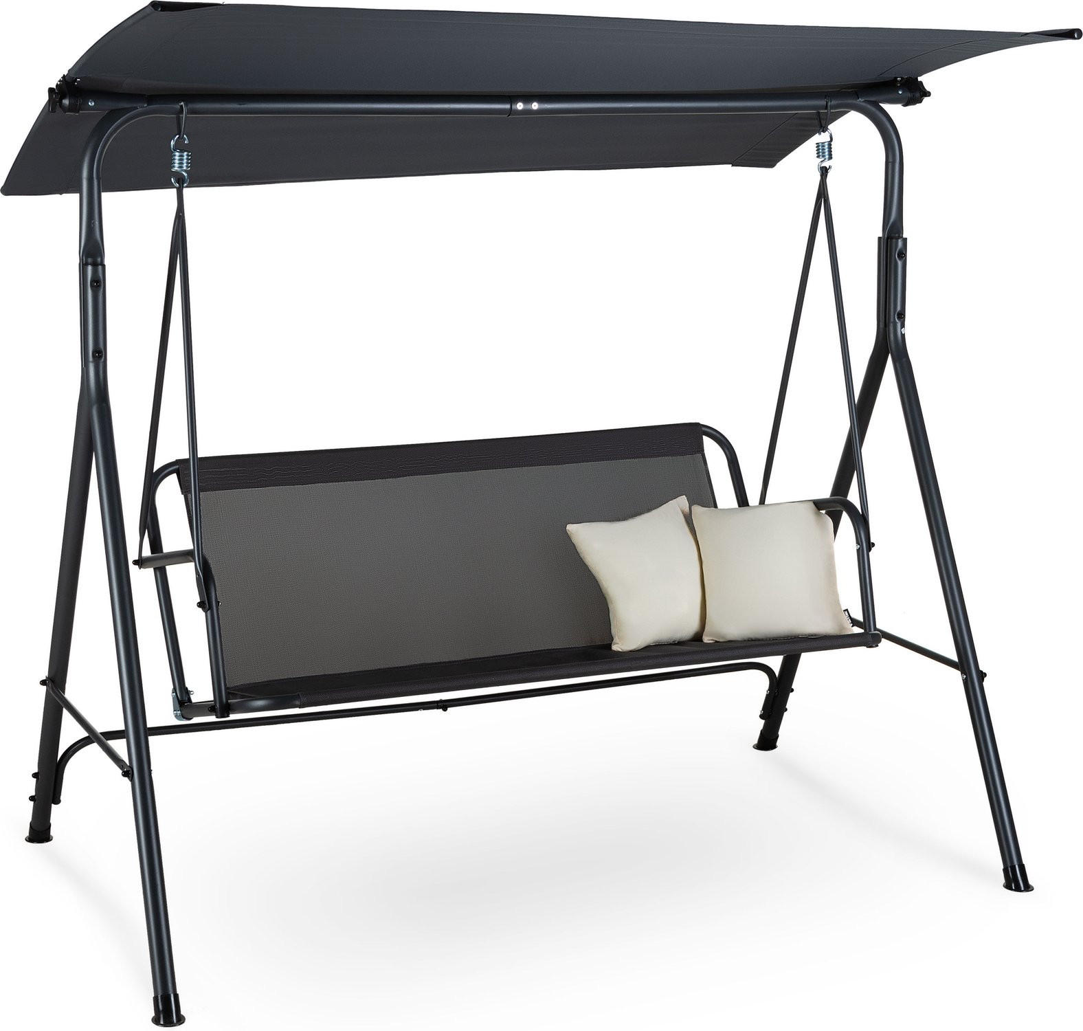 HOLLYWOODSCHAUKEL mit Sonnendach und 2 Kissen, 149/113/173 cm, 3 Personen - Hellgrau/Grau, Textil/Metall (149/173/113cm) - Luverno