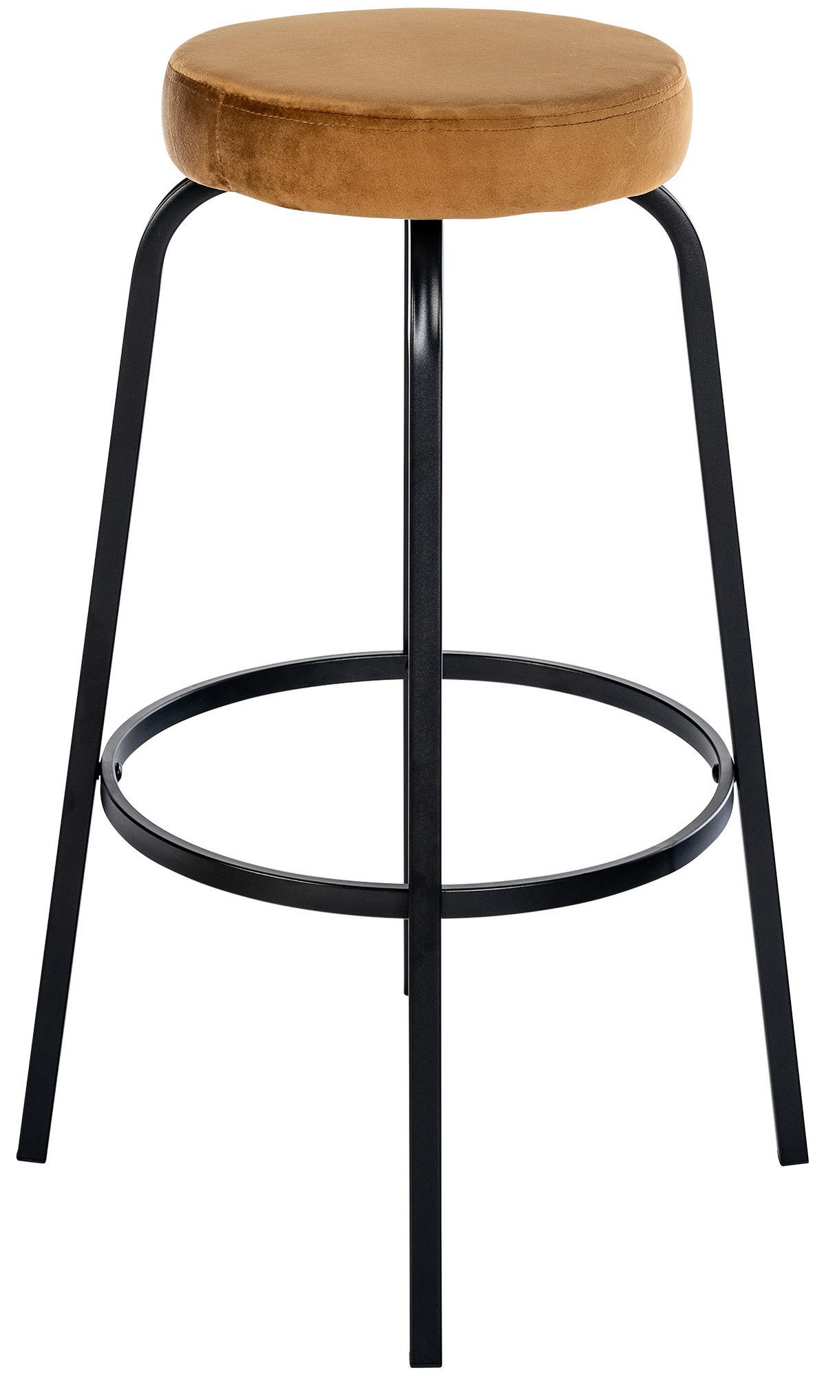 BARHOCKER Samt Coffee - Schwarz/Braun, Textil/Metall (54/77/54cm) - CLP