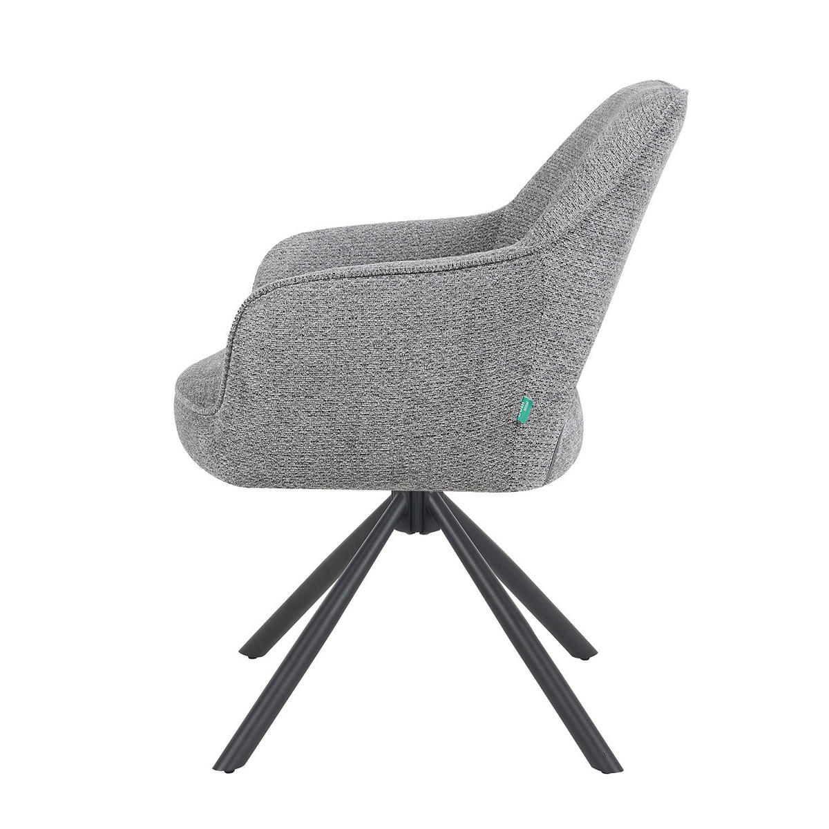 DREHSTUHL Mika-Ben 2er-Set - Dunkelgrau/Schwarz, Textil/Metall (60/87/65cm) - DUBI Möbel