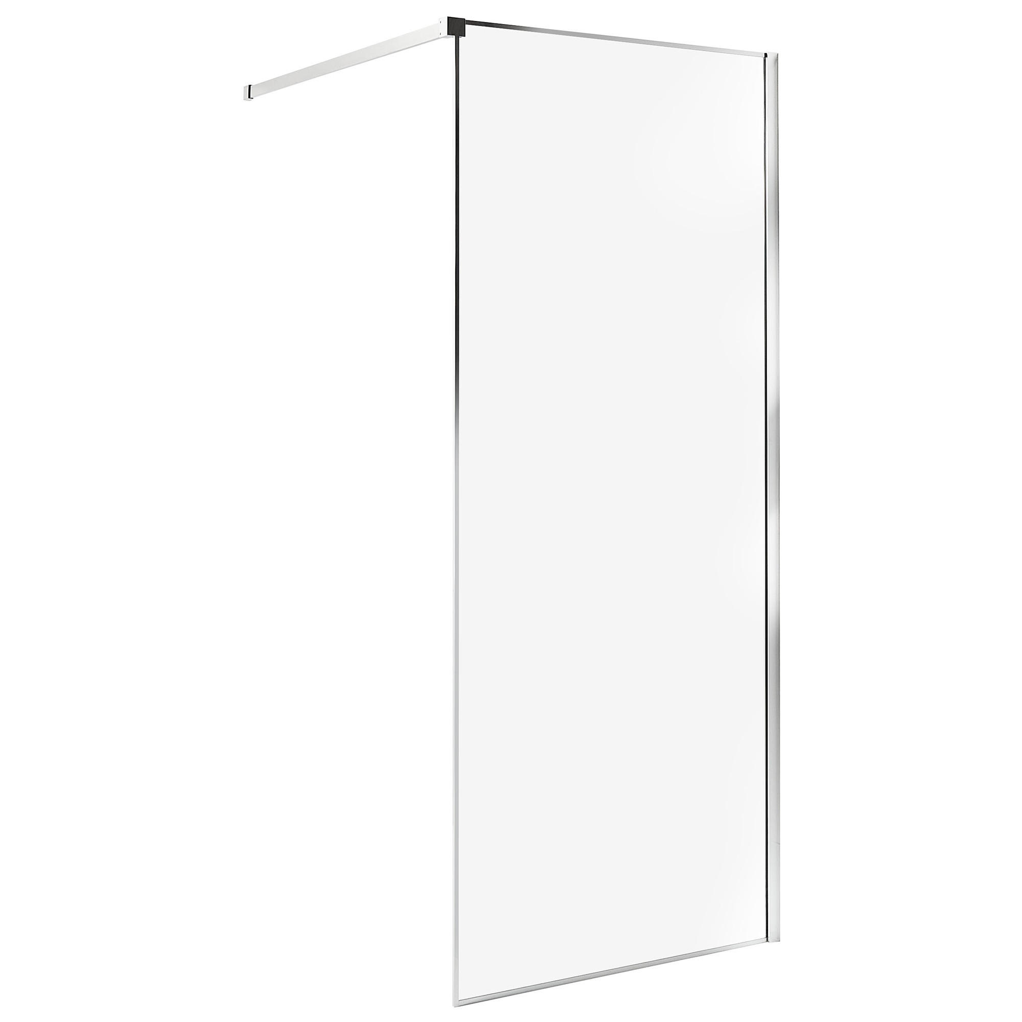 DUSCHWAND 80/190 cm Silber Waspam - Transparent/Silberfarben, Glas (80/190cm) - Beliani