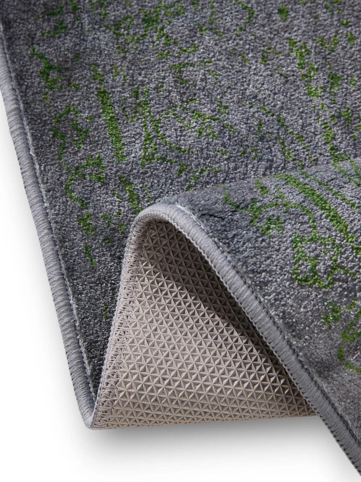 VINTAGE-LÄUFER Miray waschbar 80/240 cm - Grau/Grün, Kunststoff (80/240cm) - benuta Nest