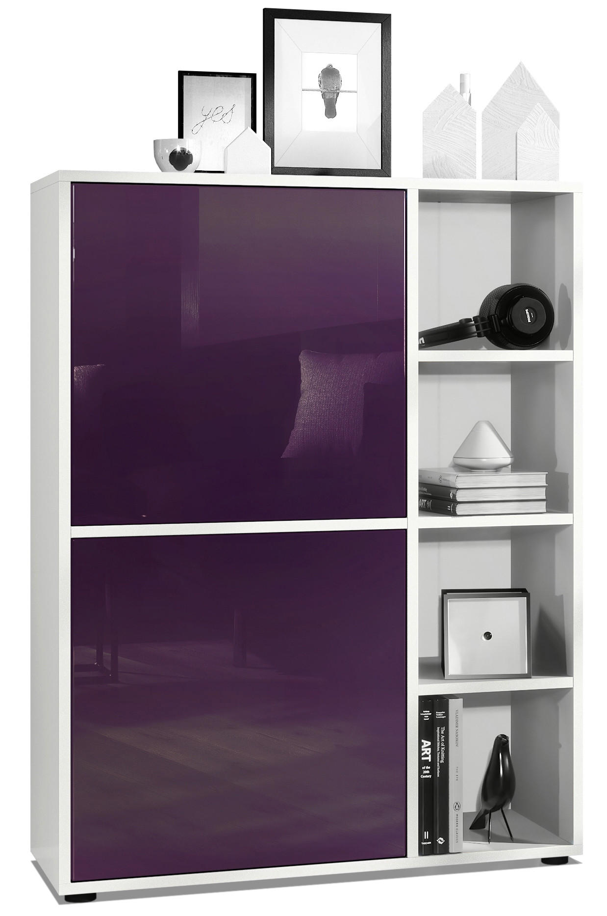 HIGHBOARD Cuba Türen in Brombeer Hochglanz - Brombeere, Holzwerkstoff (79/105.5/35.5cm) - Vladon