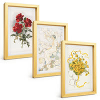 BILDER SET 3er Set - 20x30 cm Goldrahmen - Rosen rot-weiße Form - Goldfarben, Kunststoff (20/30cm) - TULUP