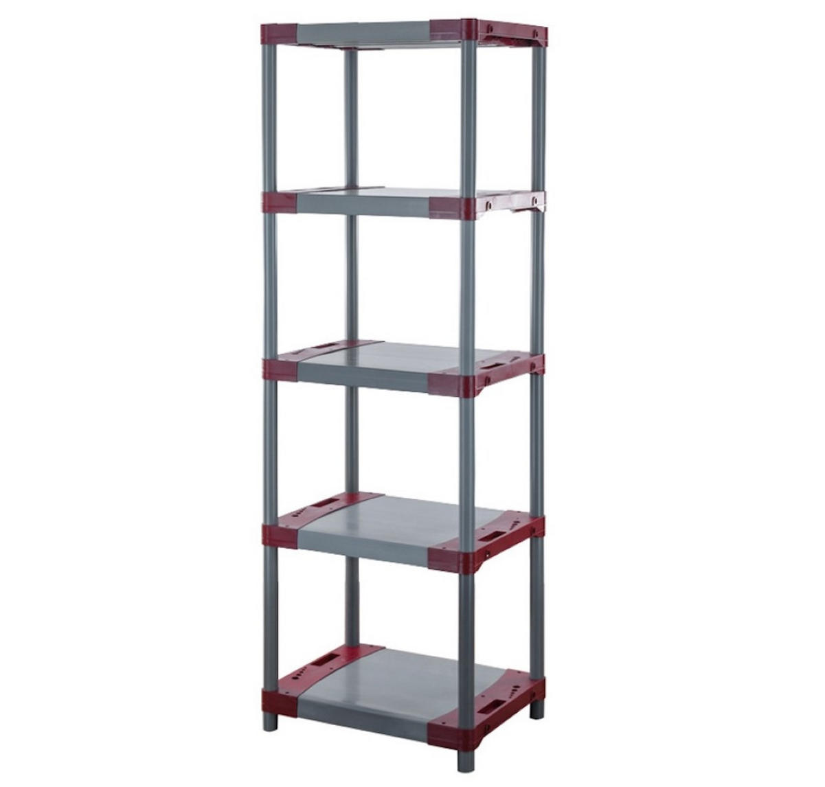 KUNSTSTOFFREGAL BIG GREY BEAR Tall 180x60x46cm Fachlast 160kg Grau-Rot - Rot, Kunststoff (60/180/46cm) - PROREGAL