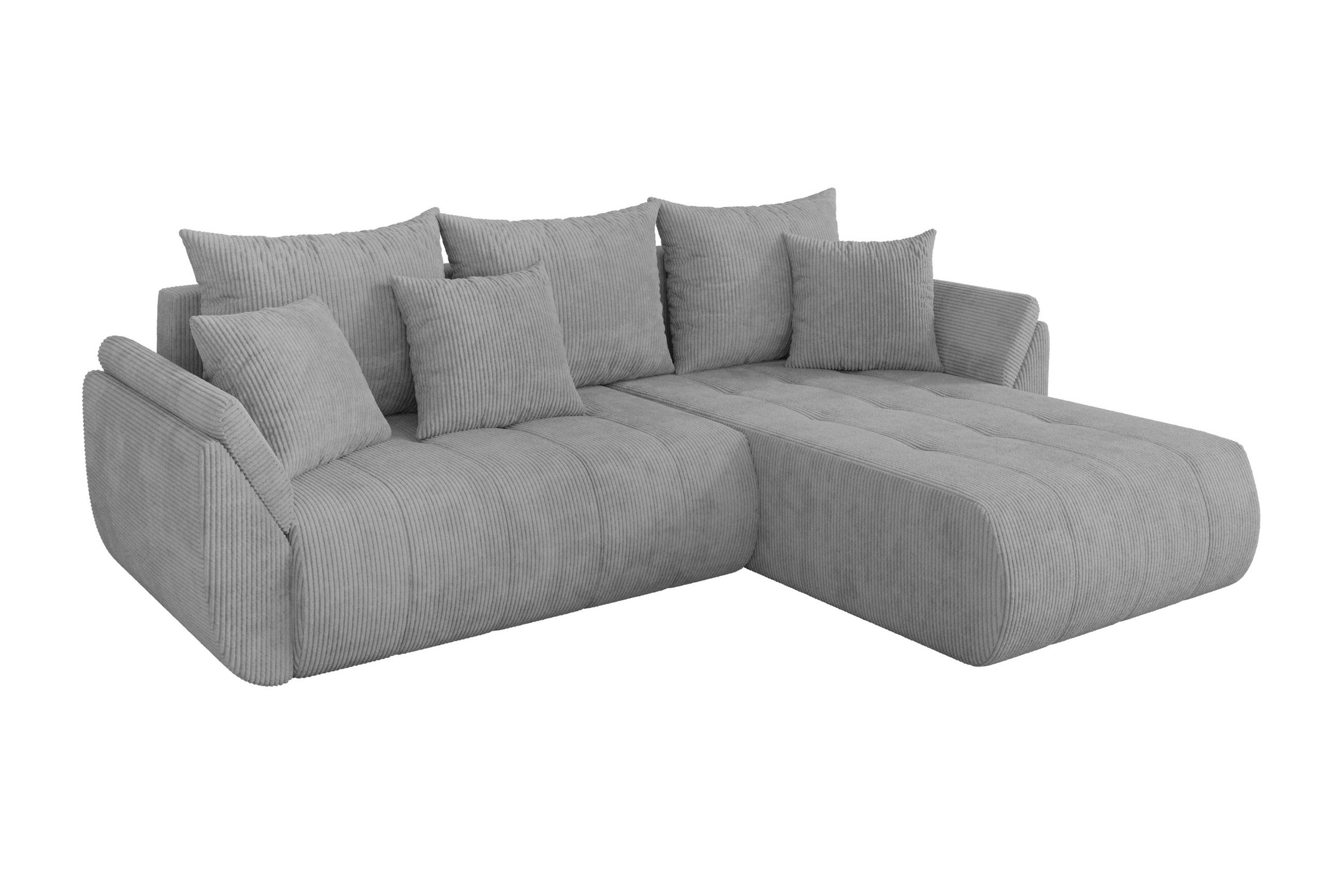ROHOVÁ SEDAČKA s funkcí spaní, otoman vpravo TOKO-L 277x194x86 šedá manšestr - šedá/černá, kompozitní dřevo/textil (277/194cm) - ALTDECOR