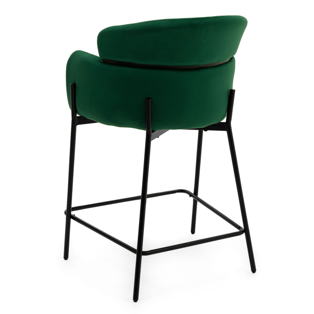 BARHOCKER BOLZANO gepolsterter mit Steppung - grün - Samt Velour - Schwarz/Grün, Textil/Metall (60/99/55cm) - NEW HOME
