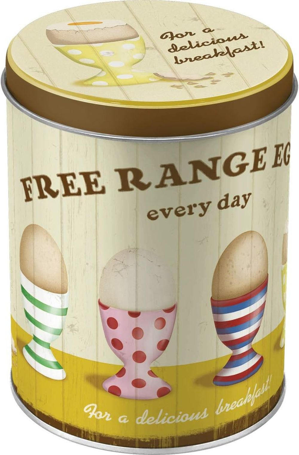 VORRATSDOSE rund Free Range Eggs - Currygelb/Creme, Metall (10/13/10cm) - Nostalgic-Art