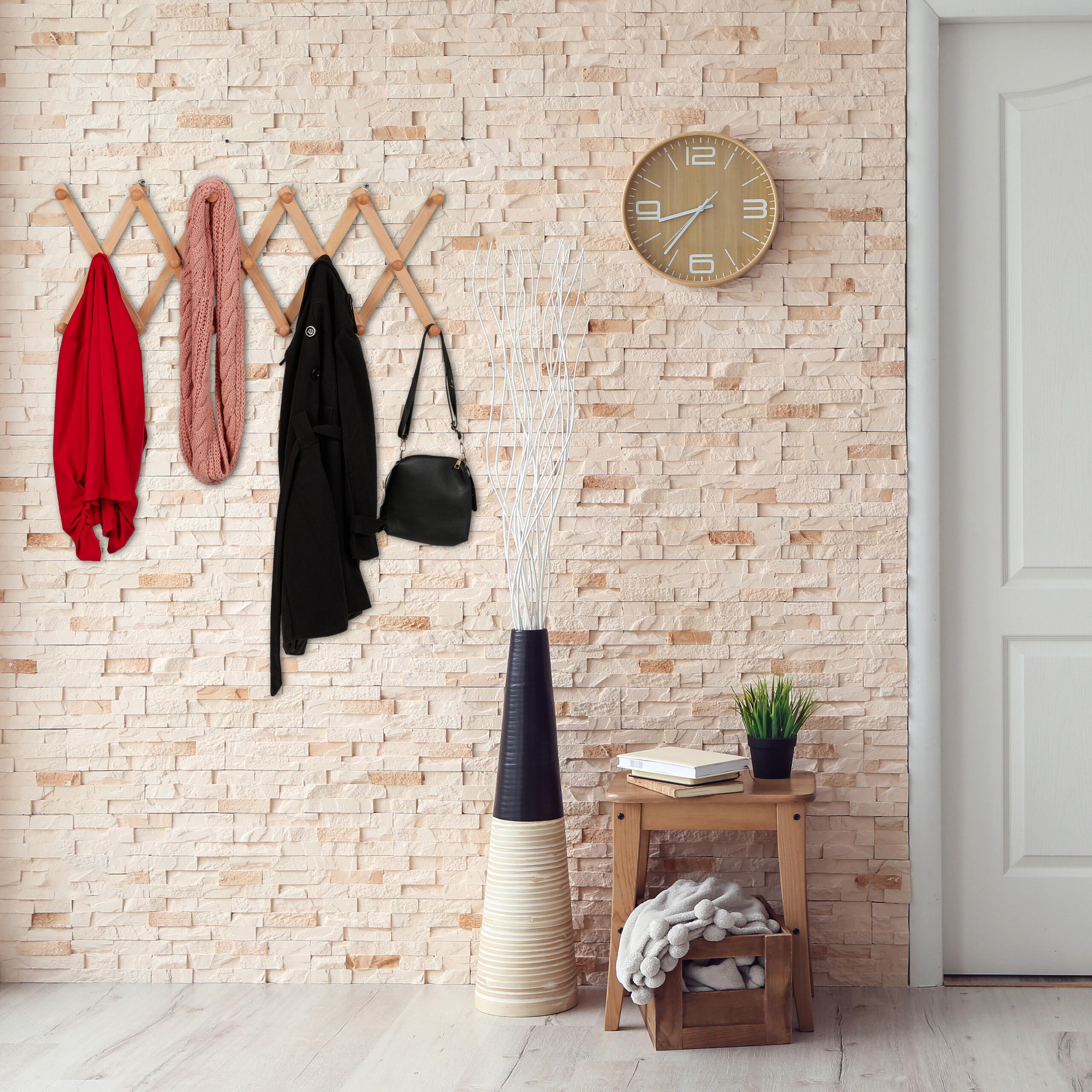 WANDGARDEROBE - Hellbraun, Holz (182.5/7.5/7.5cm) - Relaxdays