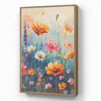 NÁSTĚNNÁ LAMPA S AKUMULÁTOREM Květiny - Příroda - Akvarel - Umění 60x90 cm - různobarevná, kompozitní dřevo (60/90/8cm) - OnlyWow