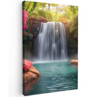 LEINWANDBILD Wasserfall - Natur - Pflanzen - Dschungel - Wasser 40x60 cm - Grün, Textil (40/60cm) - MuchoWow