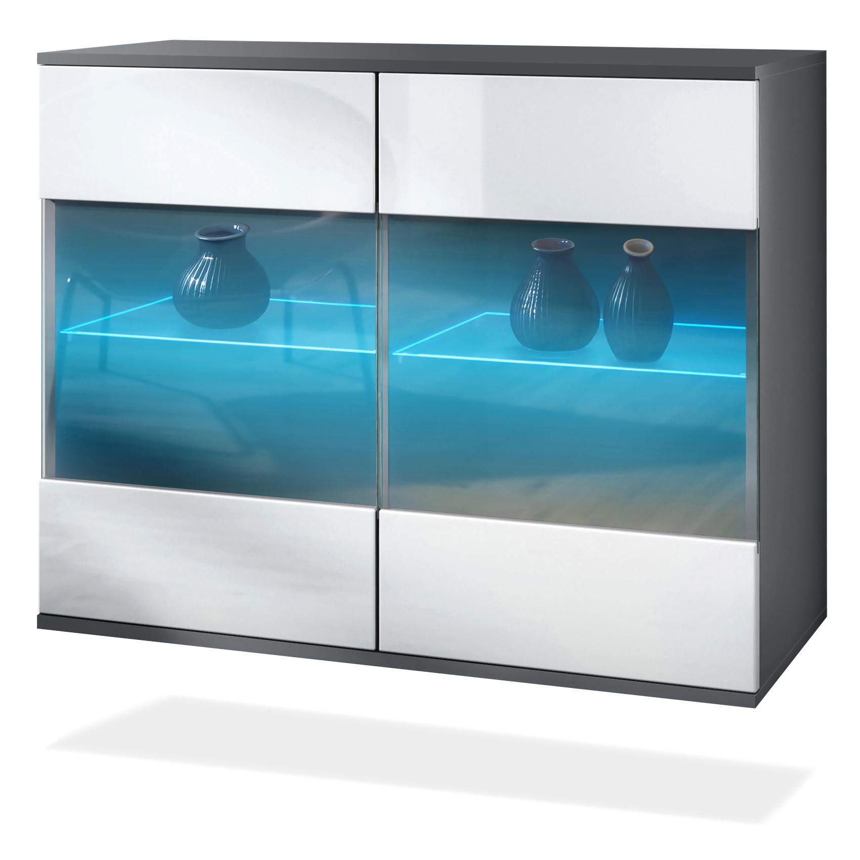 Vladon Kommode Weiß Hochglanz 92.5x73.5x35 cm