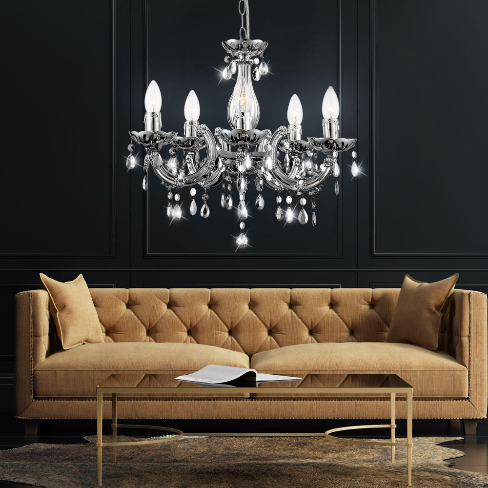 KRONLEUCHTER Chrom Silber - Silberfarben, Metall (44/44/128cm) - Globo Lighting