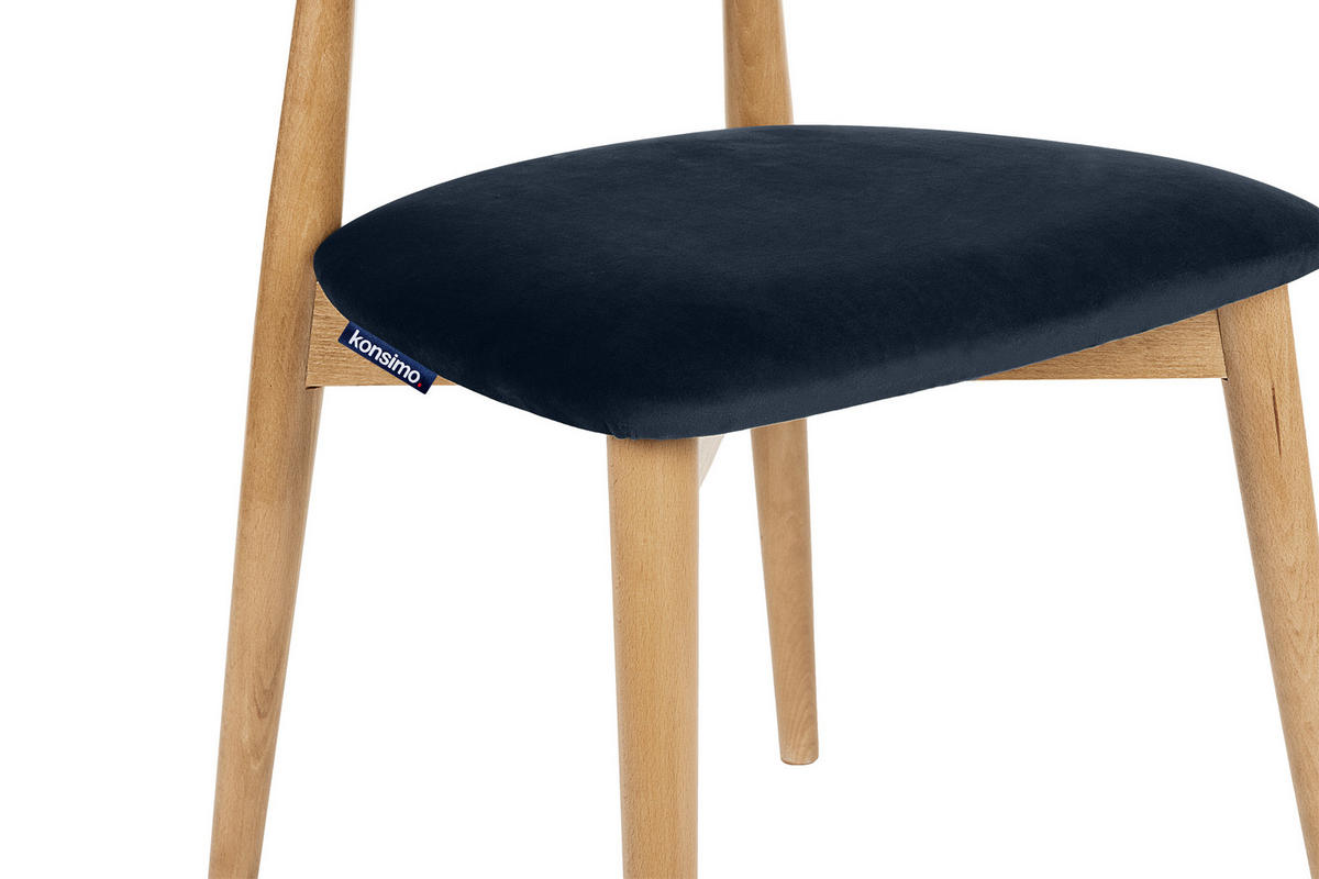ESSZIMMERSTÜHLE RABI (2er-Set), marineblau / Eiche hell - Blau/Eichefarben, Holz/Buchenholz (47/79/45cm) - KONSIMO®