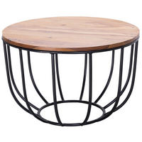 COUCHTISCH rund KAIRA Metall Korbtisch - Braun, Holz (60/60/39cm) - tinkaro