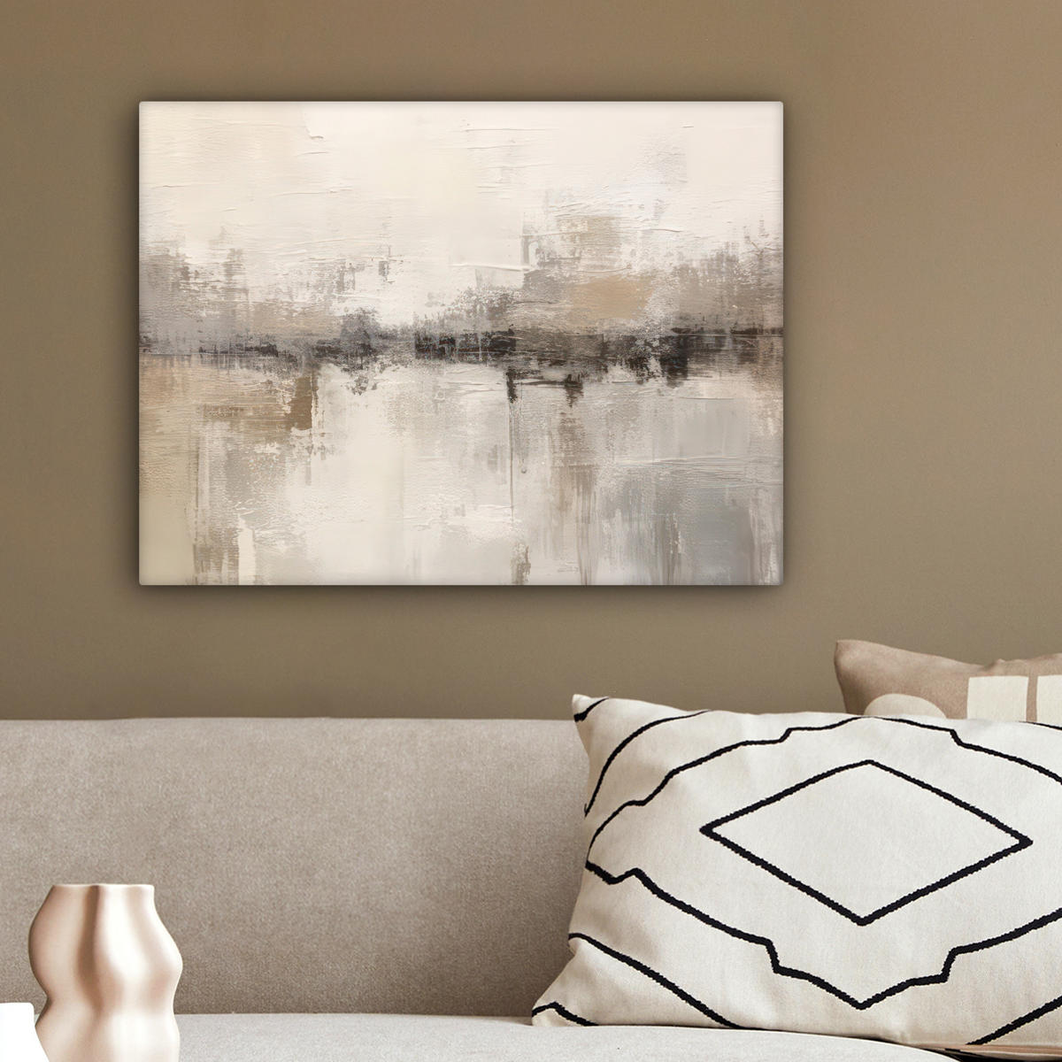 LEINWANDBILD Moderne Kunst - Abstrakt - Beige 40x30 cm - Beige, Textil (40/30cm) - MuchoWow