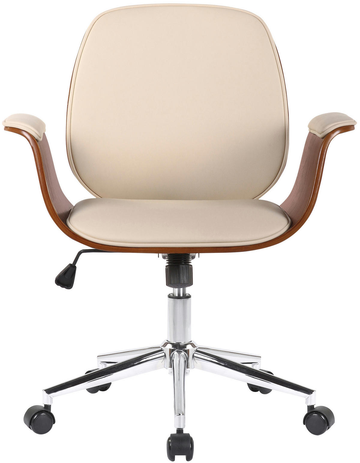 BÜROSTUHL Keegan, Kunstleder Walnuss/Creme - Creme, Textil/Metall (69/90/62cm) - TPFLiving