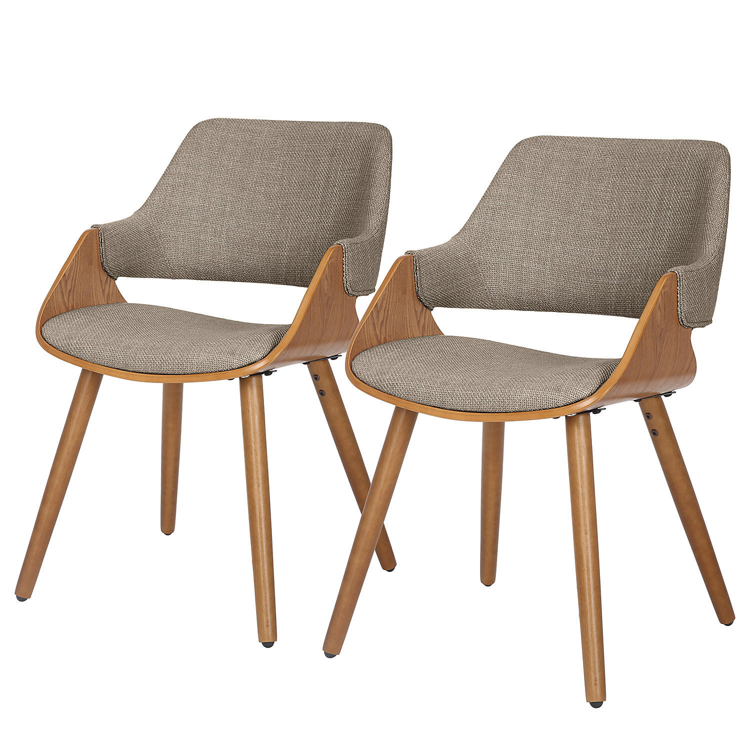 ARMLEHNENSTUHL 2ER-SET - Massivholz / Textil - Graubraun/Braun, Holz/Holzwerkstoff (51/80/57cm) - home24