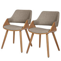 ARMLEHNENSTUHL - 2er-Set - Massivholz / Textil - Braun/Grau, Holz/Holzwerkstoff (51/80/57cm) - home24