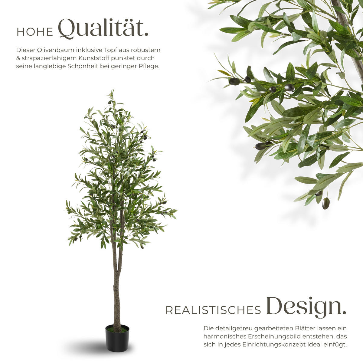KÜNSTLICHER OLIVENBAUM Oleand, stabiler Kunststoff Blumentopf, grün - Grün, Kunststoff (180cm) - tectake
