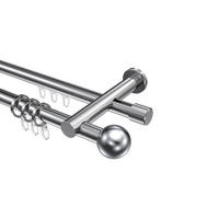 RUNDROHR-INNENLAUF-GARDINENSTANGEN-SET Platon Luino 540 cm (geteilt in 3 x 180 cm), 2-läufig, 20 mm Ø Chrom - Chromfarben, Metall (540cm) - INTERDECO