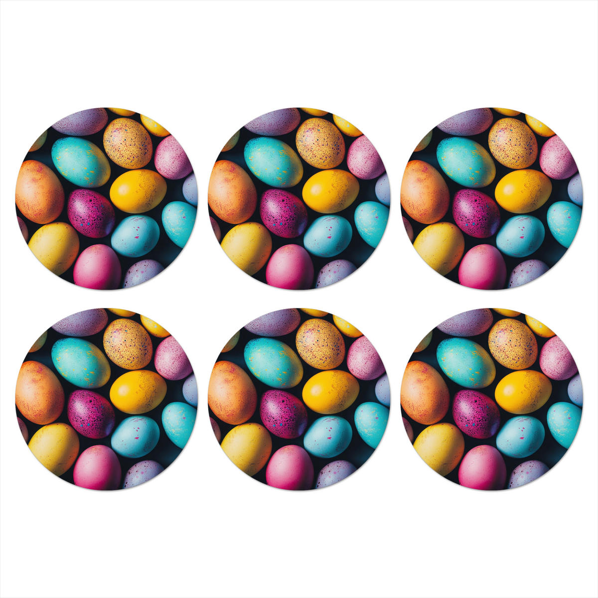 GLASUNTERSETZER Bunt - Ostereier - Spritzer 10x10 cm - Multicolor, Naturmaterialien (10/0.2cm) - MuchoWow