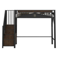 HOCHBETT 90x200 Schwarz Metall Leiter Schrank - Schwarz, Metall (90/200cm) - FLIEKS