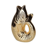 VASE Monsieur Carafon L, Fisch-Form, Steingut, Gold, 31 cm - Goldfarben, Keramik (31cm) - Gift Company