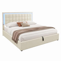 BETT mit Stauraum und LED 140x200 cm PU Weiß - Weiß, Metall (140/200cm) - Meubliv