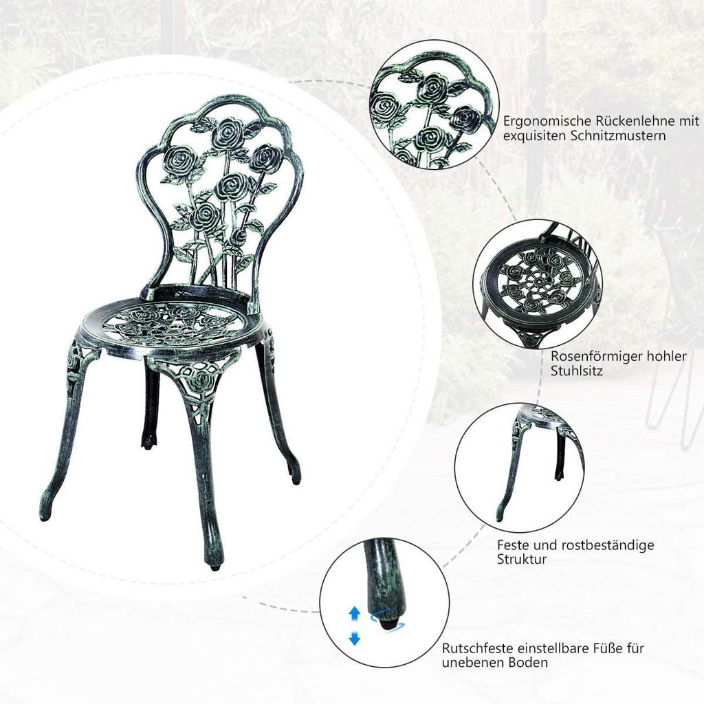 Thumbnail - Costway Esstisch-Set, Grün, Metall, Balkonmöbel, Balkonmöbel-Sets