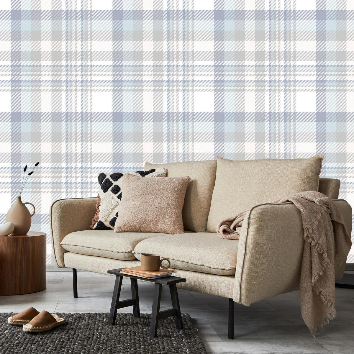 VLIESTAPETE Modernes Karomuster – Grau, Weiß – 50x1000 cm - Weiß/Grau, Papier (50/1000cm) - Muralo