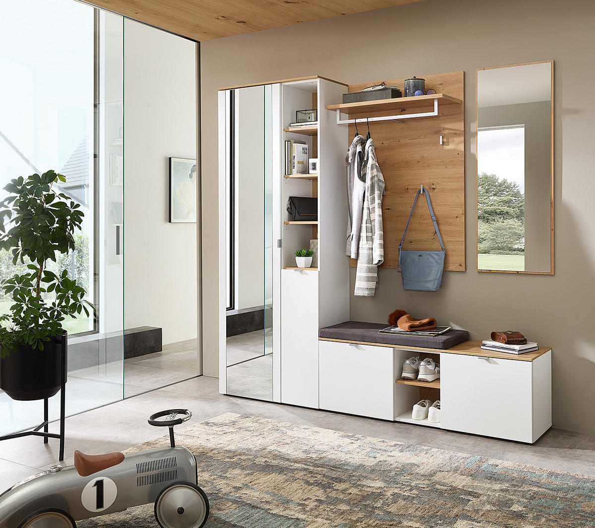 GARDEROBENPANEEL 78 cm - Eiche Artisan Dekor - Weiß, Holzwerkstoff/Metall (78/117/30cm) - home24