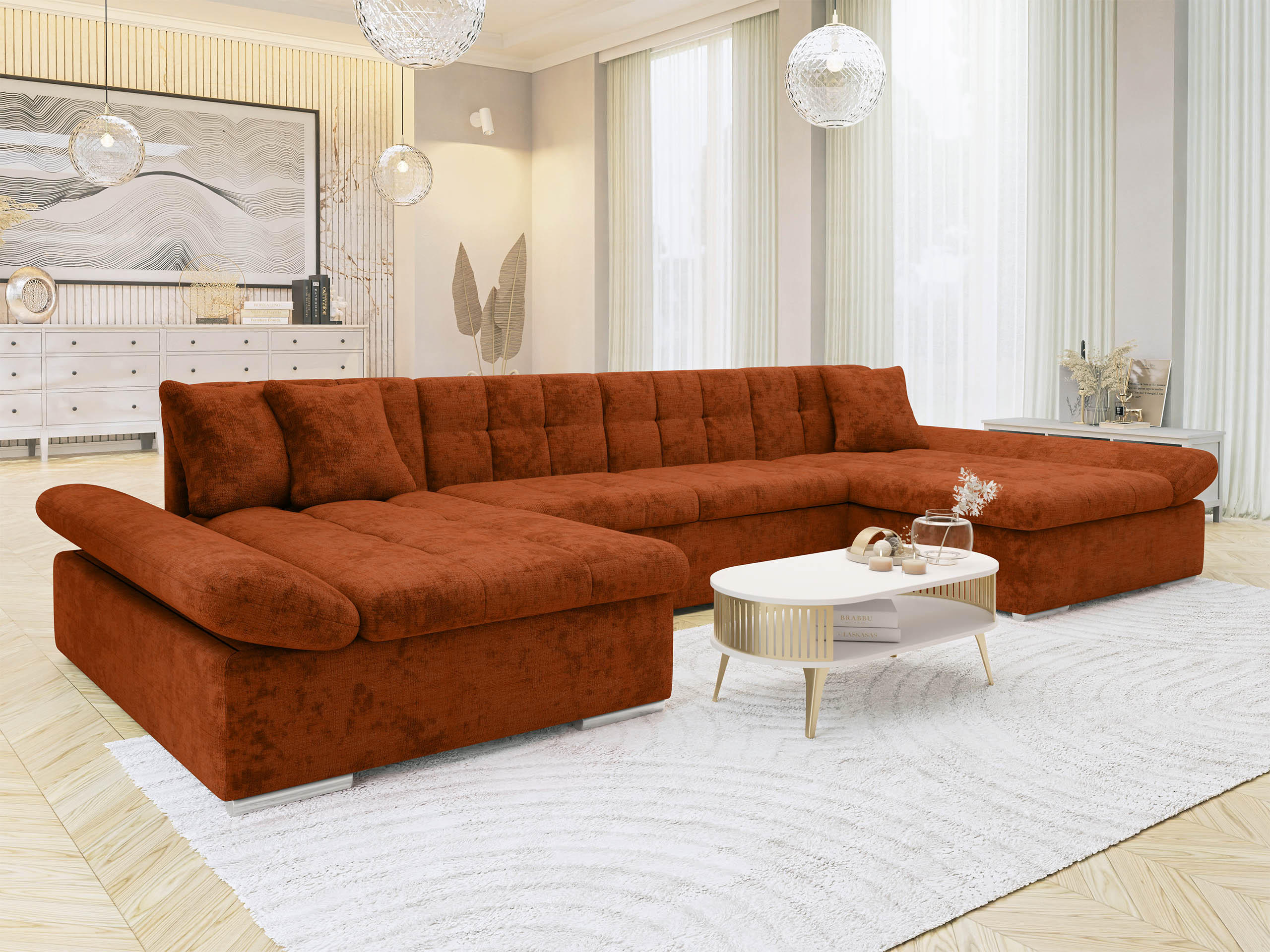 WOHNLANDSCHAFTEN Alia - Bronzefarben, Holz/Textil (360/75/160cm) - MIRJAN24