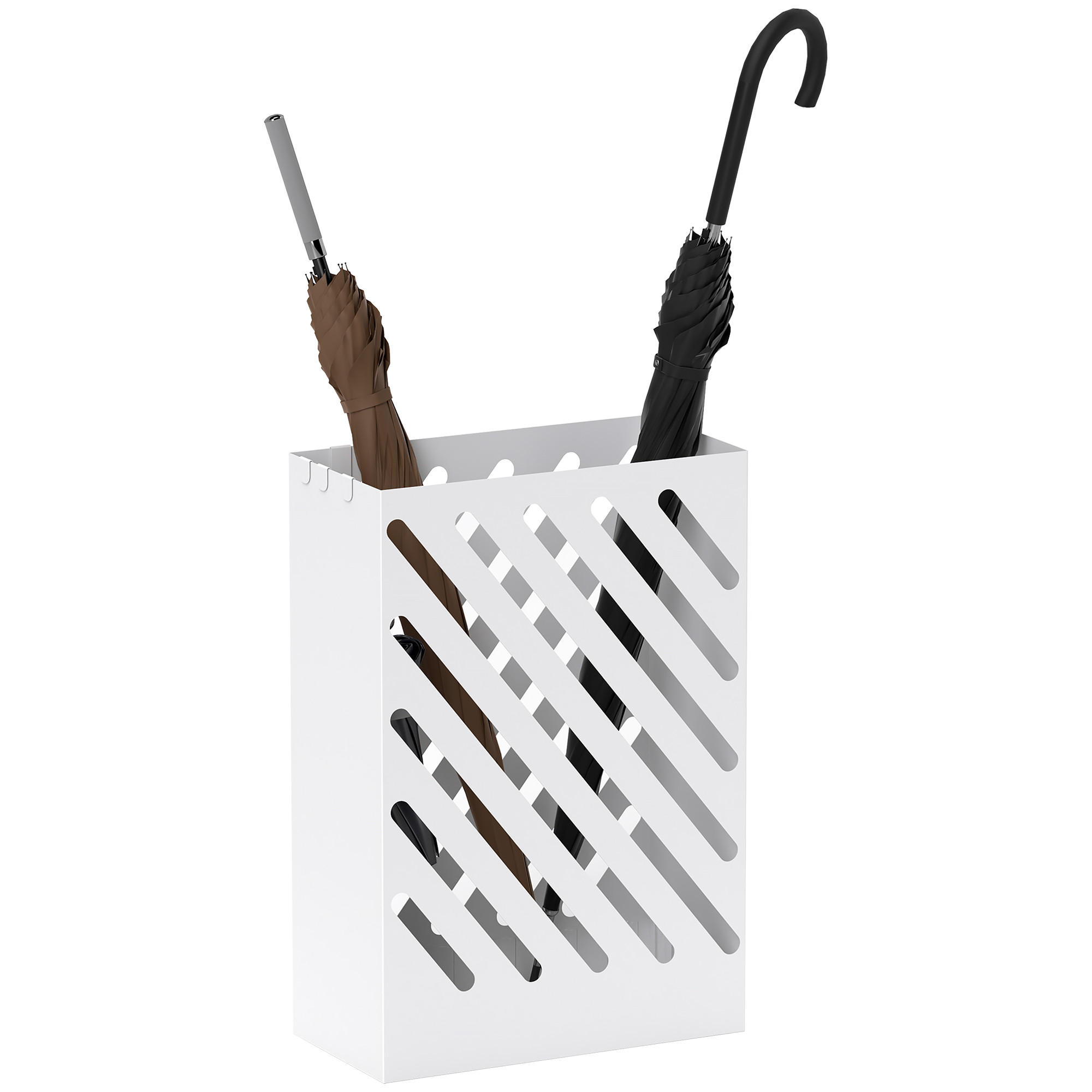 SCHIRMSTÄNDER mit 4 Haken Stahl 28 x 14 x 41 cm Weiß - Weiß, Metall (28/41/14cm) - HOMCOM