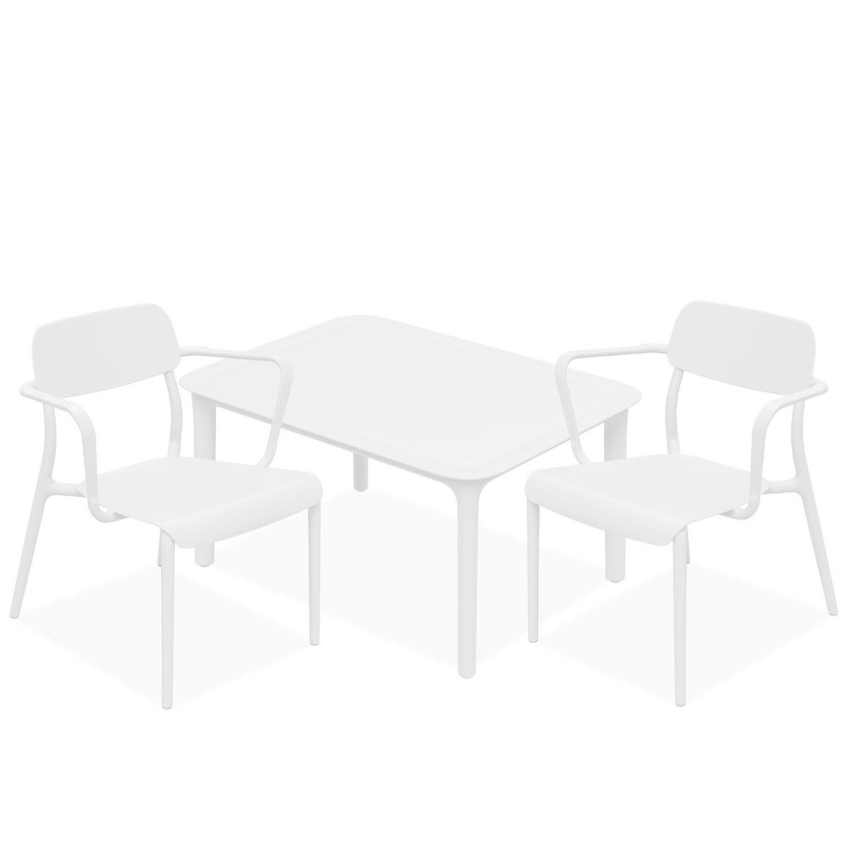 GARTENMÖBEL-SET GALIO, 3-tlg - Weiß, Kunststoff - KONSIMO®