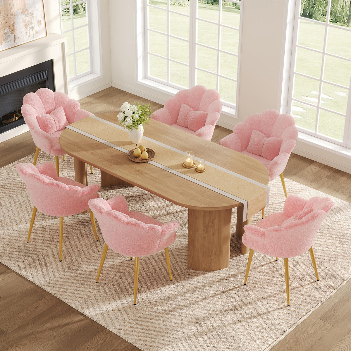 ARMLEHNSTUHL-SET 6 Stück, Blütenblatt-Design, DE-42136, Rosa - Pink, Holzwerkstoff (65.5/85/64cm) - ComfortXL
