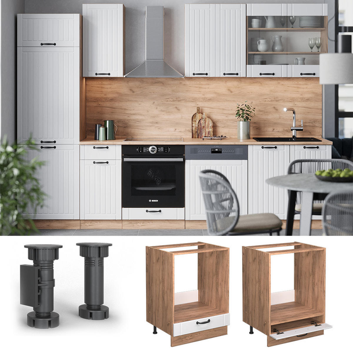 Honigeiche/Weiß, Holzwerkstoff (60/82/60cm) - Vicco