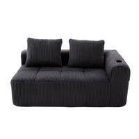 POHOVKA 158/93/61 cm tmavě šedá z manšestru s bočními kapsami a držáky nápojů - tmavě šedá, textil (93/61/158cm) - OKWISH