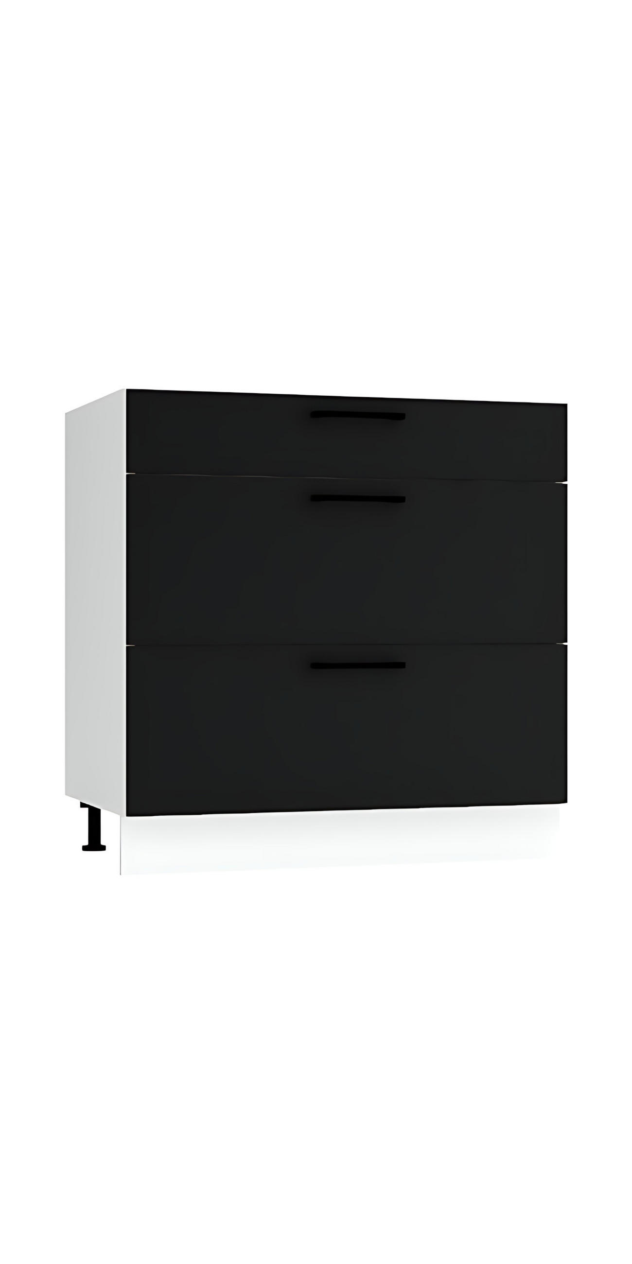 UNTERSCHRANK D80S3 - Morvex - 3 Schubladen für effiziente Organisation - Schwarz, Holz/Metall (80/82/52.4cm) - ROYAL24_MARKT