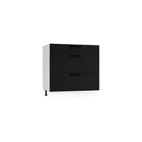 UNTERSCHRANK D80S3 - Morvex - 3 Schubladen für effiziente Organisation - Schwarz, Holz/Metall (80/82/52.4cm) - ROYAL24_MARKT
