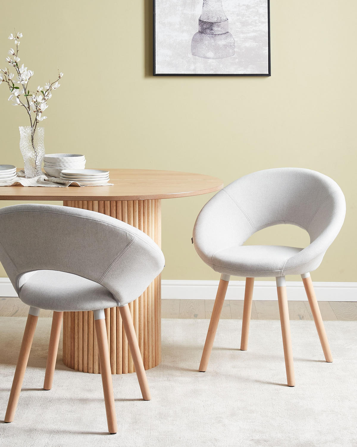 JÍDELNÍ ŽIDLE sada 2 ks čalounění Šedá Roslyn - šedá, dřevo/textil (66/80/45cm) - Beliani
