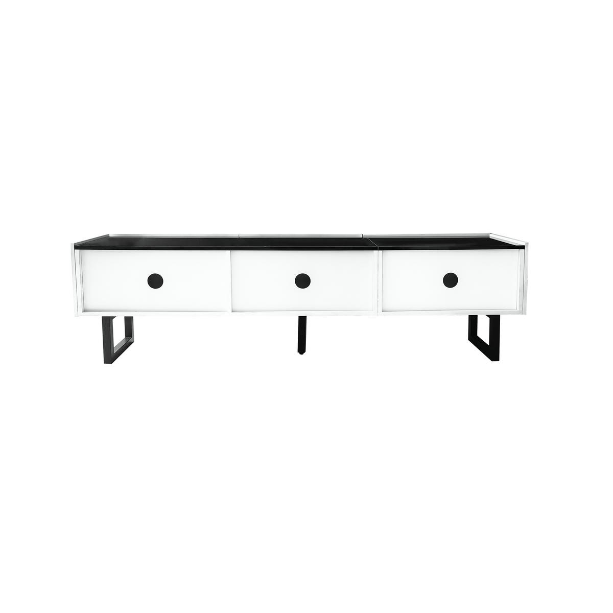 COUCHTISCH- und TV-Lowboard-Set 170/35/47 cm + 110/50,5/41 cm in Schwarz-Weiß - Schwarz, Holzwerkstoff (170/47/35cm) - Flora Grace